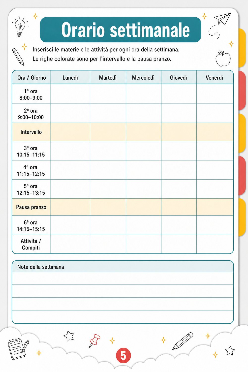 Planner settimanale — pagina 3